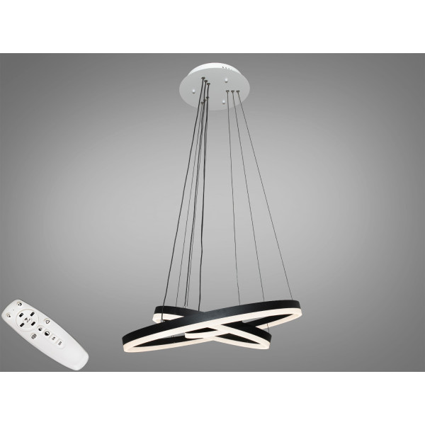 Сучасна світлодіодна підвісна люстра з пультом, димером, 90W, чорна Diasha D8174-600+400+200BKdimmer Сучасна світлодіодна підвісна люстра з пультом, димером, 90W, чорна Diasha D8174-600+400+200BKdimmer
