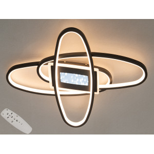 Сучасна стельова світлодіодна люстра з пультом, 80Вт, чорна Diasha S2438BKdimmer