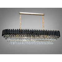 Люстра підвісна кришталева Серія 1013 чорний золото 16 ламп E14 овальна 1200x350 Diasha 9001-1200x350BK+SGD