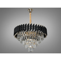 Підвісна кришталева люстра Серія 1013 чорний золото каскадна 11 ламп E14 Diasha 9001-600BK+SGD