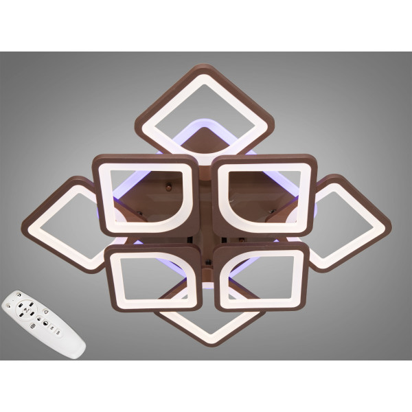 LED люстра в вітальню з пультом, підсвіткою, 130W, коричнева  Diasha S8060/4+4CFLED3colordimmer