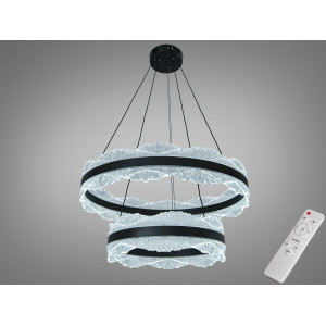 LED люстра підвісна чорна 140Вт 2 кільця пульт Diasha D8750/600+400BK