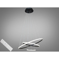 Стильна підвісна LED люстра в вітальню з пультом, димером, 90W, чорний Diasha MD9079-3ABK-600+400+200dimmer