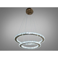 Шикарна світлодіодна люстра підвіс "Кришталеві кільця", 65Вт, золото Diasha 7206-8W/580+400G