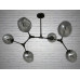 Люстра молекула в стиле лофт со стеклянным плафоном Diasha HXD8022/6BK+GR