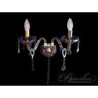 Акція!!! Якісне класичне бра з чорного скла із кришталями Diasha N8003/2GB