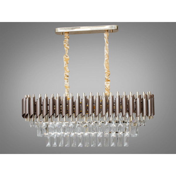 Підвісна кришталева люстра коричневий+золото 8xE14 Diasha N9001-800x300CF+SGD