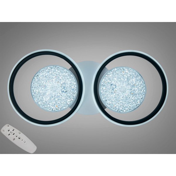 Люстра LED кільця біла чорна 58W димер 2+2 Diasha 2561WH+BKDIMMER