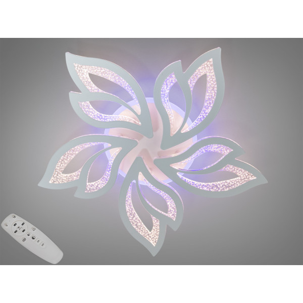 Стельова світлодіодна люстра з пультом, диммером та підсвіткою, 80W Diasha 2455/5WHLED3colordimmer Стельова світлодіодна люстра з пультом, диммером та підсвіткою, 80W Diasha 2455/5WHLED3colordimmer