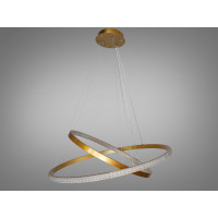 Дизайнерська світлодіодна люстра підвіс з пультом, 100 Вт, золото Diasha D2489-800+600G