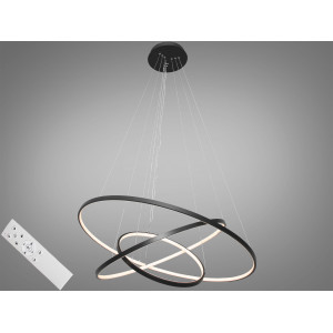 Гармонійна LED люстра підвіс для зали з пультом, димером, 150 Вт, чорний Diasha MD9079-3BK-800+600+400dimmer