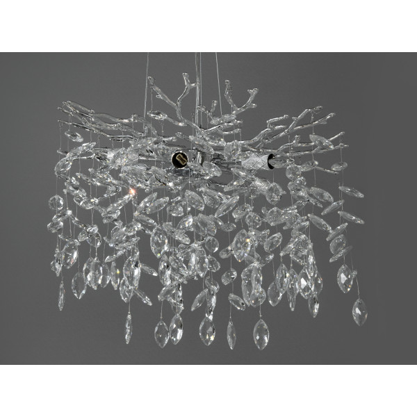 Граційна підвісна кришталева люстра "Гліцинія", 6 ламп, хром Diasha 608-460CH