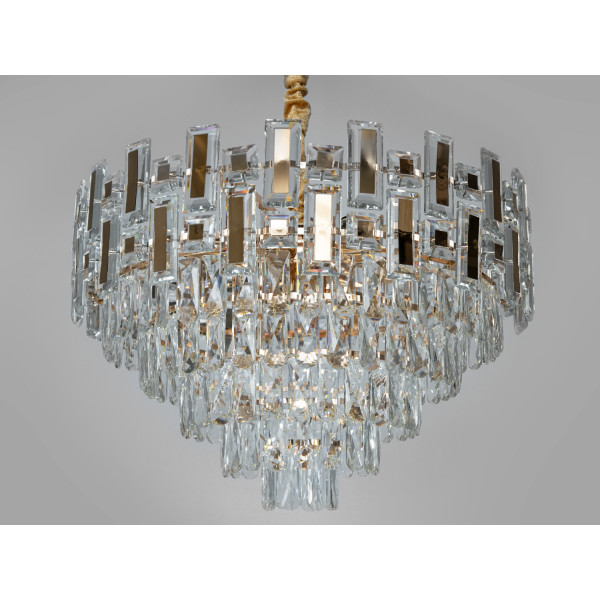 Шикарна підвісна кришталева люстра в зал, 11 ламп, золото Diasha 2018/600SGD