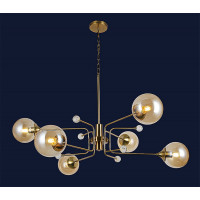Люстра потолочная молекула для зала Levistella 761J2014-8 BRZ+WH