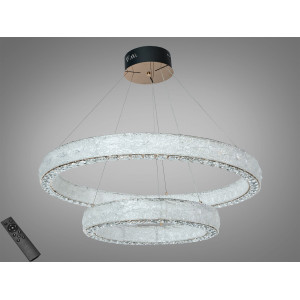 LED підвісна люстра 2 кільця золото 142Вт пульт Diasha 662/800+500GD
