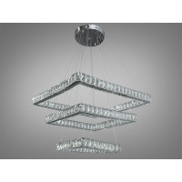 Стильна підвісна кришталева світлодіодна люстра з пультом, 110W, хром Diasha 7220-9A/650+500+340HR