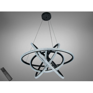 Світлодіодна люстра кільця 6 чорна 95 Вт пульт Diasha D8705/600-6BK