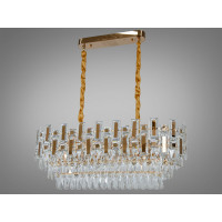 Підвісна кришталева люстра 2018-800X300SGD золото овальна 8 ламп над столом Diasha 2018/800x300SGD