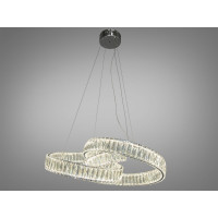 Преміальна хромована підвісна кришталева лед люстра з пультом, 80W Diasha 531/600CH