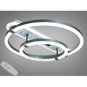 Світлодіодна люстра 2 кільця сіра 88Вт пульт 15м² Diasha 5141/500+300GR