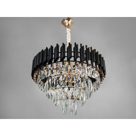 Підвісна кришталева люстра чорний золото 7xE14 Diasha N9001-550BK+SGD