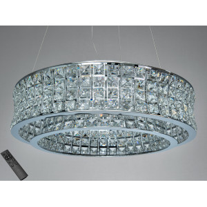 LED підвісна кришталева люстра 110Вт хром пульт Diasha 572/500CH