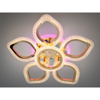Стельова LED люстра квітка хром золото 55Вт пульт Diasha J619/5+1HR+GMP3LED3colordimmer