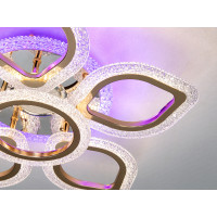 Стельова LED люстра квітка хром золото 55Вт пульт Diasha J619/5+1HR+GMP3LED3colordimmer