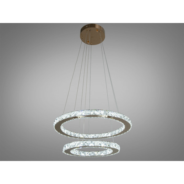 Сучасна LED люстра підвіс "Кришталеві кільця", 55W, золото Diasha 7206-6W/480+340G