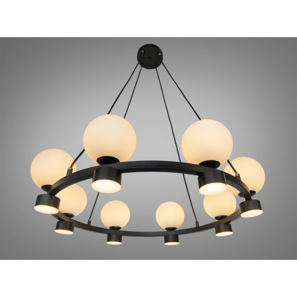 Підвісна люстра чорна матові скляні кулі лофт мінімалізм Diasha LQ7121/16BK