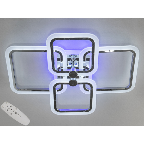 Стельова світлодіодна люстра з пультом, димером, 50W, хром Diasha A8208/4HRLED3colordimmer Стельова світлодіодна люстра з пультом, димером, 50W, хром Diasha A8208/4HRLED3colordimmer