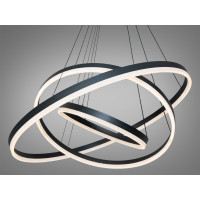 Сучасна підвісна світлодіодна люстра з пультом, 160Вт, чорні кільця Diasha D8174-800+600+400BKdimmer