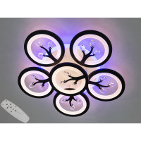 Чорна світлодіодна люстра з пультом, диммером, підсвіткою, 90W Diasha 8135/5+1BKLED3colordimmer