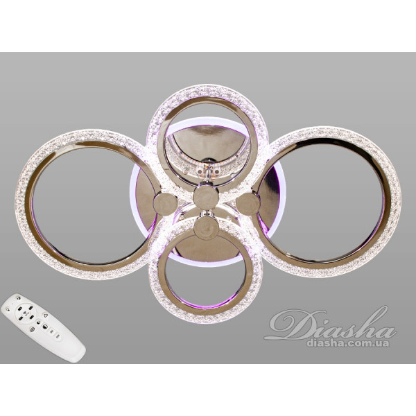 Стельова люстра з пультом, диммером, підсвічуванням, 75W, хром Diasha A8180/4HRLED3colordimmer