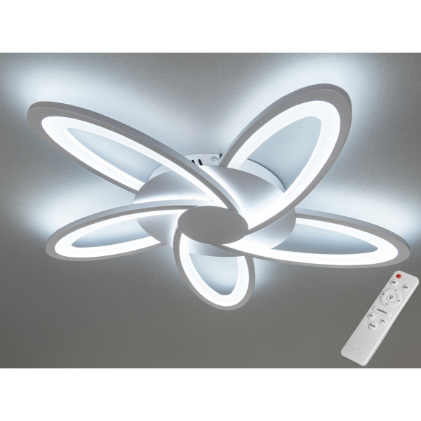 Сучасна пристельова світлодіодна люстра з пультом, 72Вт, біла Diasha 2445/5WHdimmer