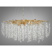 Підвісна кришталева люстра Гліцинія золото 10 ламп витягнута форма E14 Diasha 603-L900GD