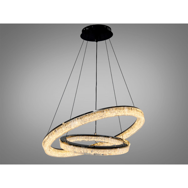 Підвісна люстра LED три кільця золото 125 Вт Diasha 1712/600+400BK