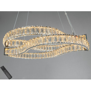 Світлодіодна підвісна люстра хром 86 Вт пульт Diasha D8920/600x400CH