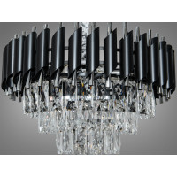 Підвісна кришталева люстра чорний + хром 6xE14 Diasha N9001-500BK+CH