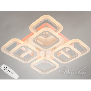 Стельова LED люстра з димером і кольоровою підсвіткою, 120W, біла Diasha HAS8060/4+4GRLED3colordimmer