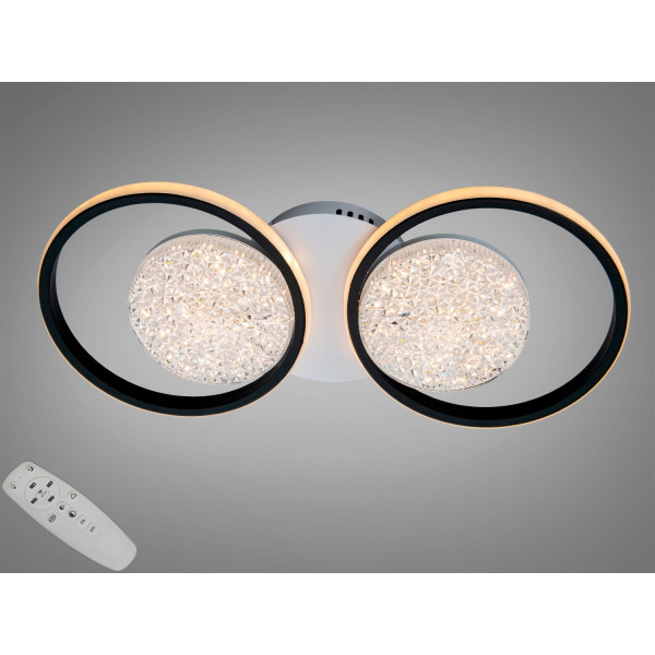 Люстра стельова кільця чорна 2+2 60Вт CCT пульт Diasha 9098/2+2BK