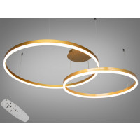 Світлодіодна люстра підвіс з пультом, димером, 100Вт, золото Diasha D2485-800+600G