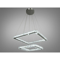 Стильна підвісна кришталева світлодіодна люстра для вітальні, 62W, хром Diasha 7223-6W/500+340HR Стильна підвісна кришталева світлодіодна люстра для вітальні, 62W, хром Diasha 7223-6W/500+340HR