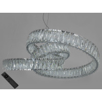 Преміальна хромована підвісна кришталева лед люстра з пультом, 80W Diasha 531/600CH