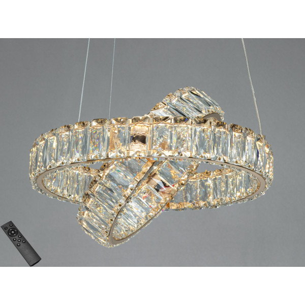 Люстра Diasha підвісна золото LED 50Вт 2 кільця Diasha D8886/300-2BG