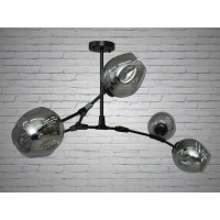 Люстра молекула в стиле лофт со стеклянным плафоном Diasha HXD8022/5BK+GR