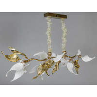 Декоративна підвісна фарфорова люстра витягнутої форми, 8 ламп, золото Diasha 7208-8PLGD