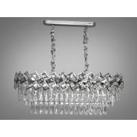Граційна підвісна кришталева люстра овальної форми,12 ламп, хром Diasha 6309-800x300CH
