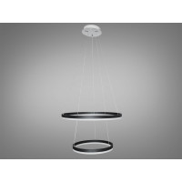 Сучасна світлодіодна підвісна люстра кільця з пультом, 70W, чорна Diasha D8174-600+400BK