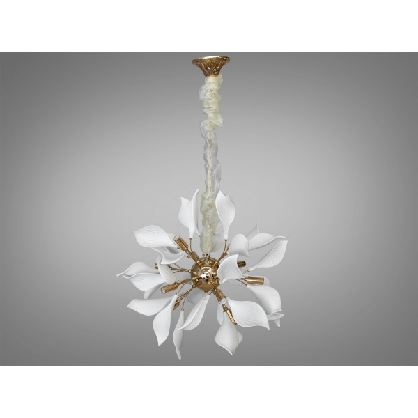 Декоративна підвісна люстра з фарфоровими елементами, 12 ламп, золото Diasha 7172-12PGD